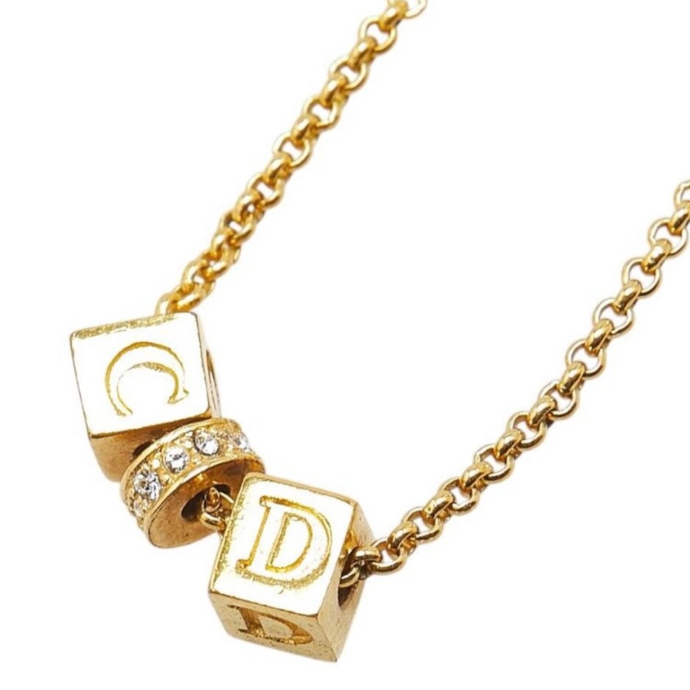 🔥DIOR Vintage Cube & Rhinestone Logo
Necklace🌸Adjustable🌸COA💯AuThEnTiC